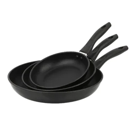 Mainstays 3-Piece Nonstick Aluminum Skillet Set, Black Finish Set of 3
